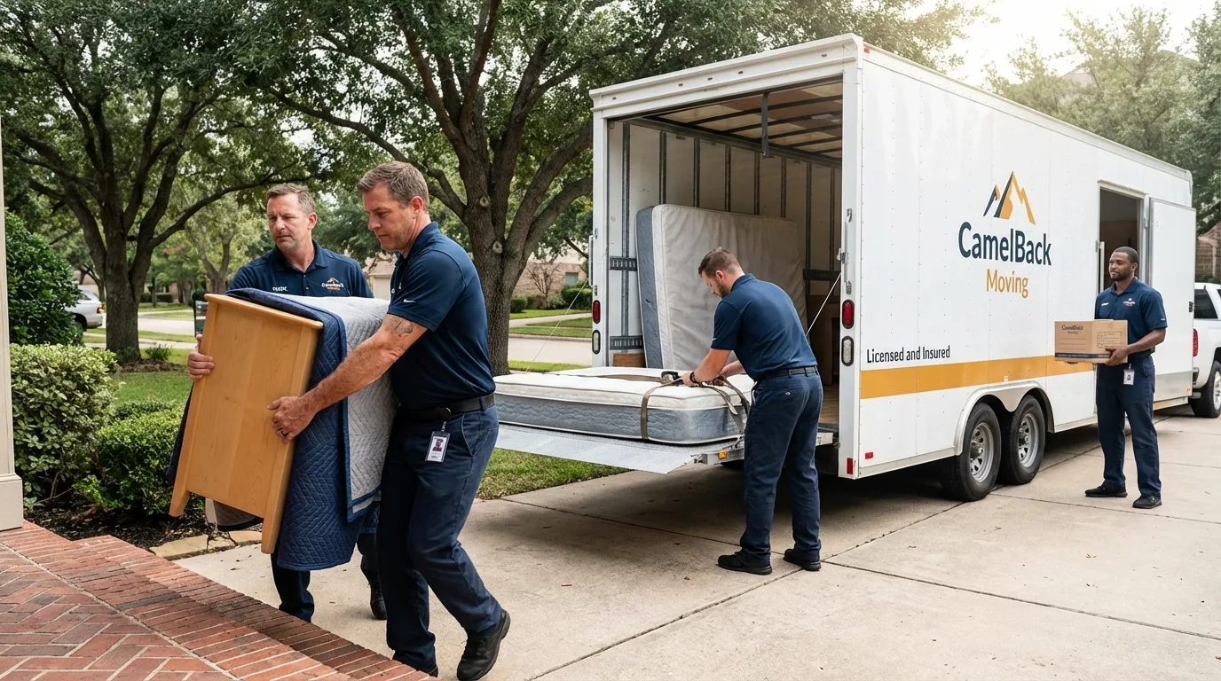 Crew loading residential truck for cross-state move from Longmont, CO