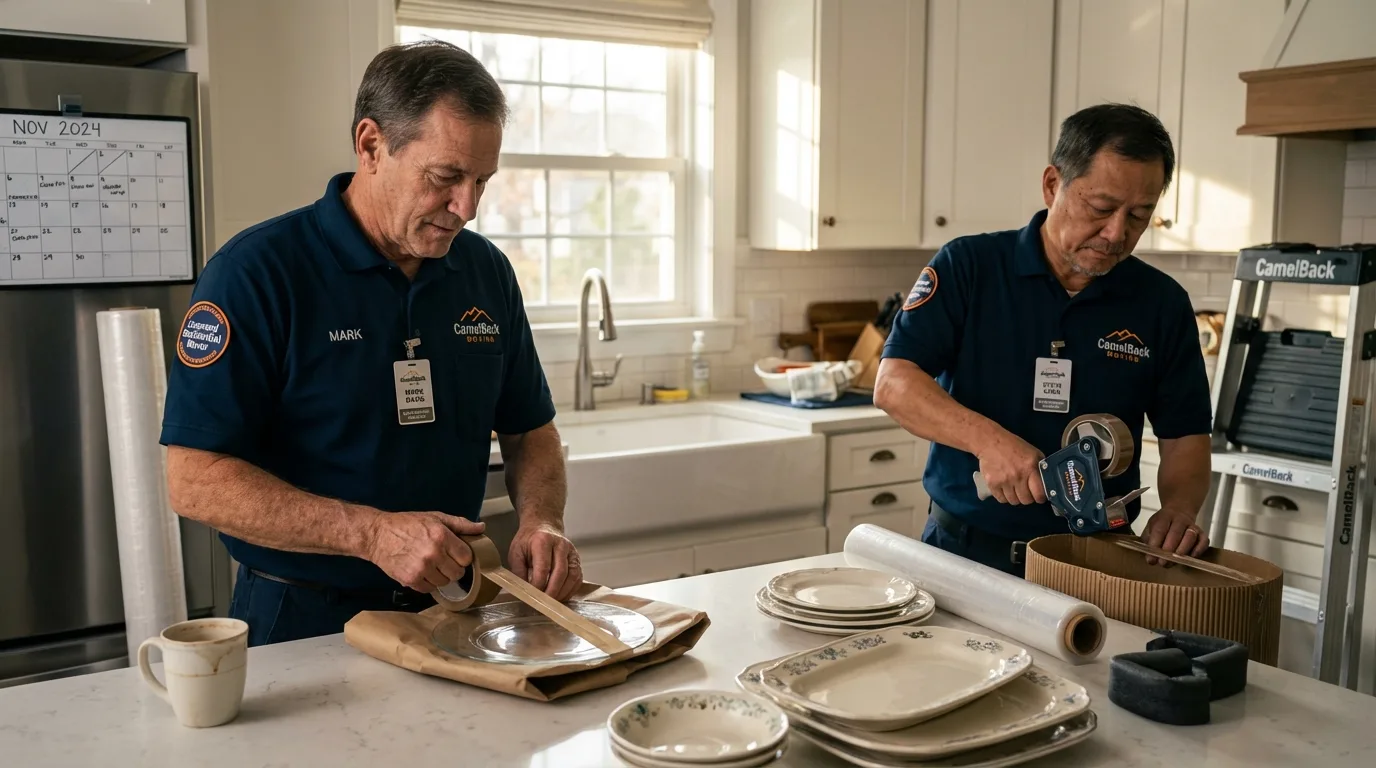 Professional crew packing kitchen dishware in Longmont, CO